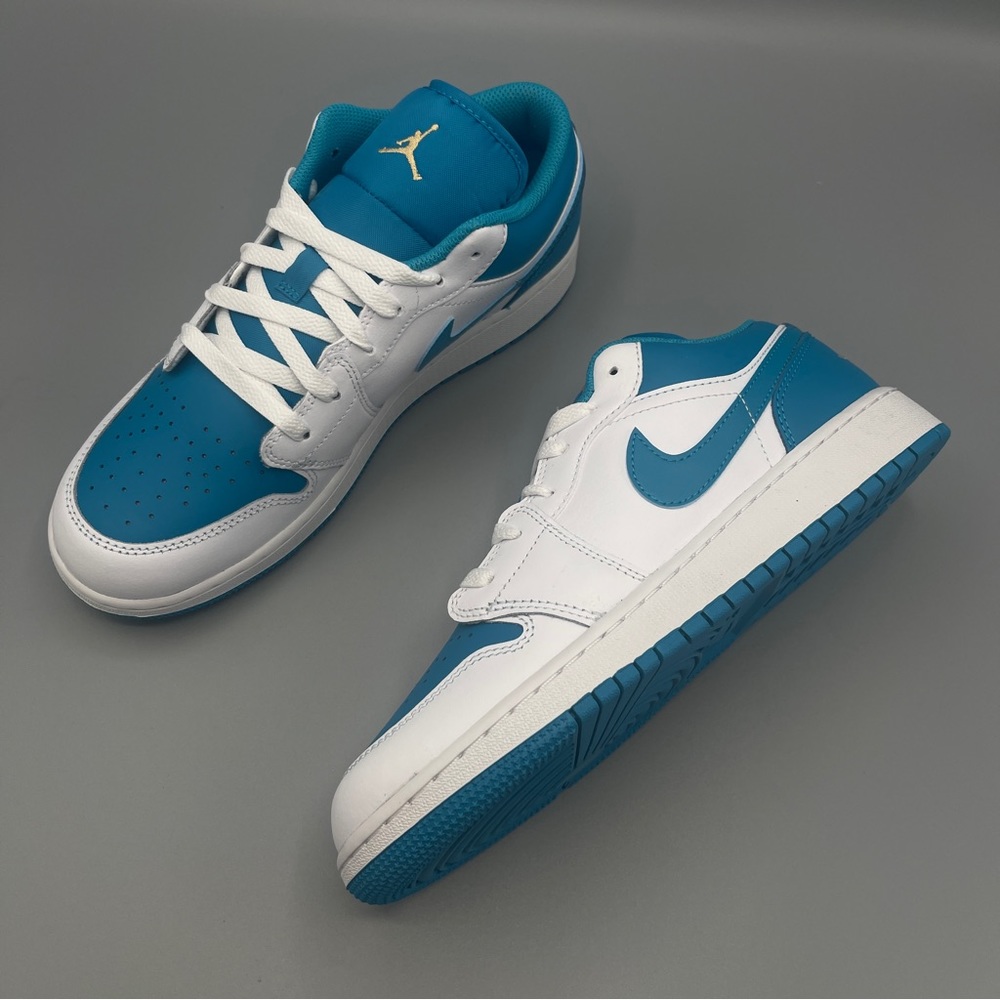 Nike Shoes Air Jordan 1 Low GS * Shown: White/Aquatone/Celestial Gold - Picture 3 of 14